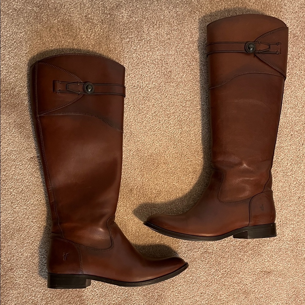 Frye Women's Chestnut Leather Heeled Boots